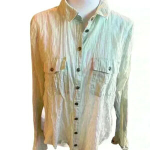 Free People Womens  Button Down Long Sleeve Floral Back Shirt Multicolor Size S